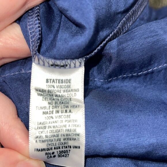 Stateside Blue Wide Leg Elastic Waist Pull-On Pants Pockets USA Made Sz S Small - Picture 7 of 7
